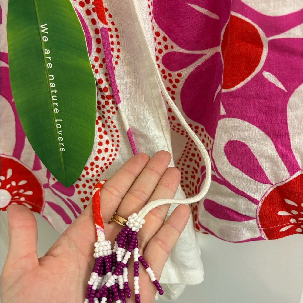 Brand new with tags farm rio Vibrant Floral Print shorts with Beaded Tassels